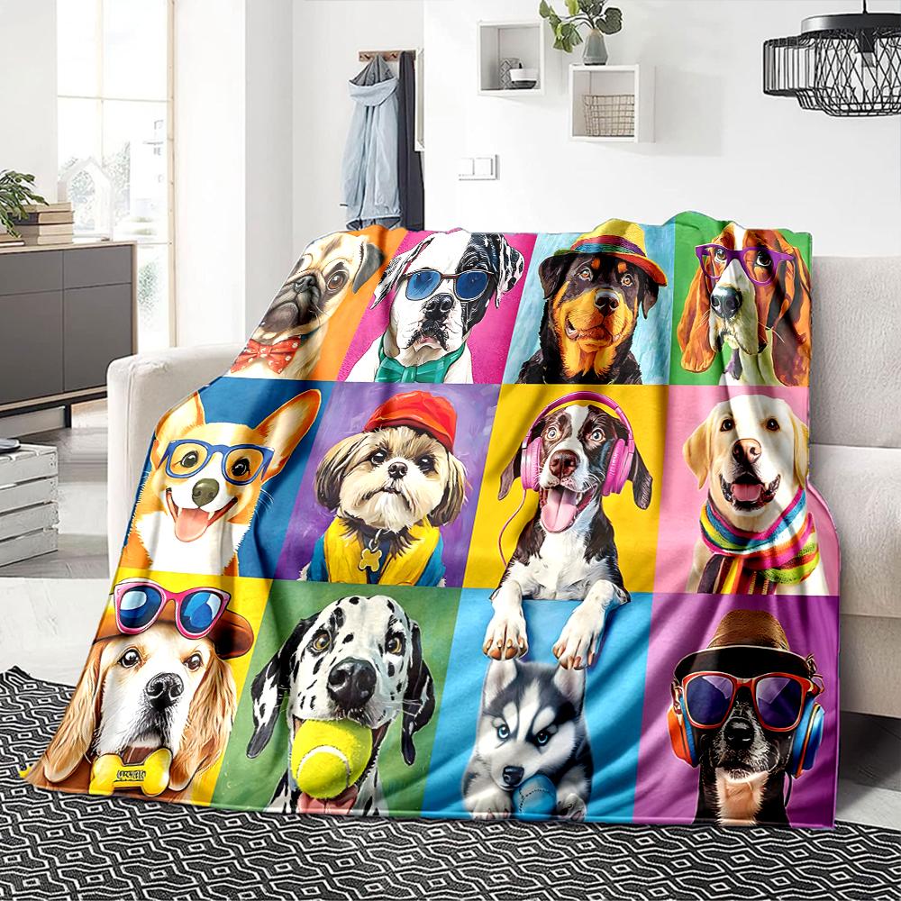 Dogs Colorful Hats Blanket Soft Throw Blanket For Home Bedroom Bed Sofa Travel Office Solid Christmas Blanket