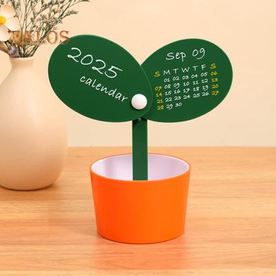 Kalemlik Masa Takvimi 2025 Kalemlik Tabanlı Saksı Bitkisi Aylık Takvimi Ev Ofis Düzenleyici için Masa Üstü Dekorasyonu