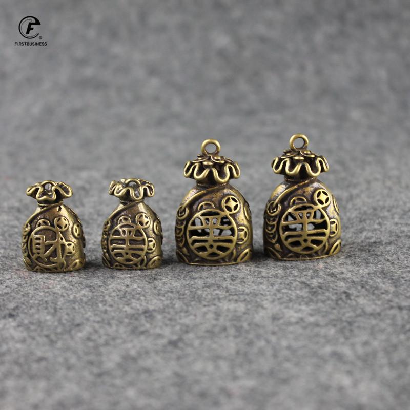 Vintage Copper Lucky Dollars Money Bag Figurines Ornaments Desk Decorations Handmade Brass Car Key Ring Pendant Home Decor Craft