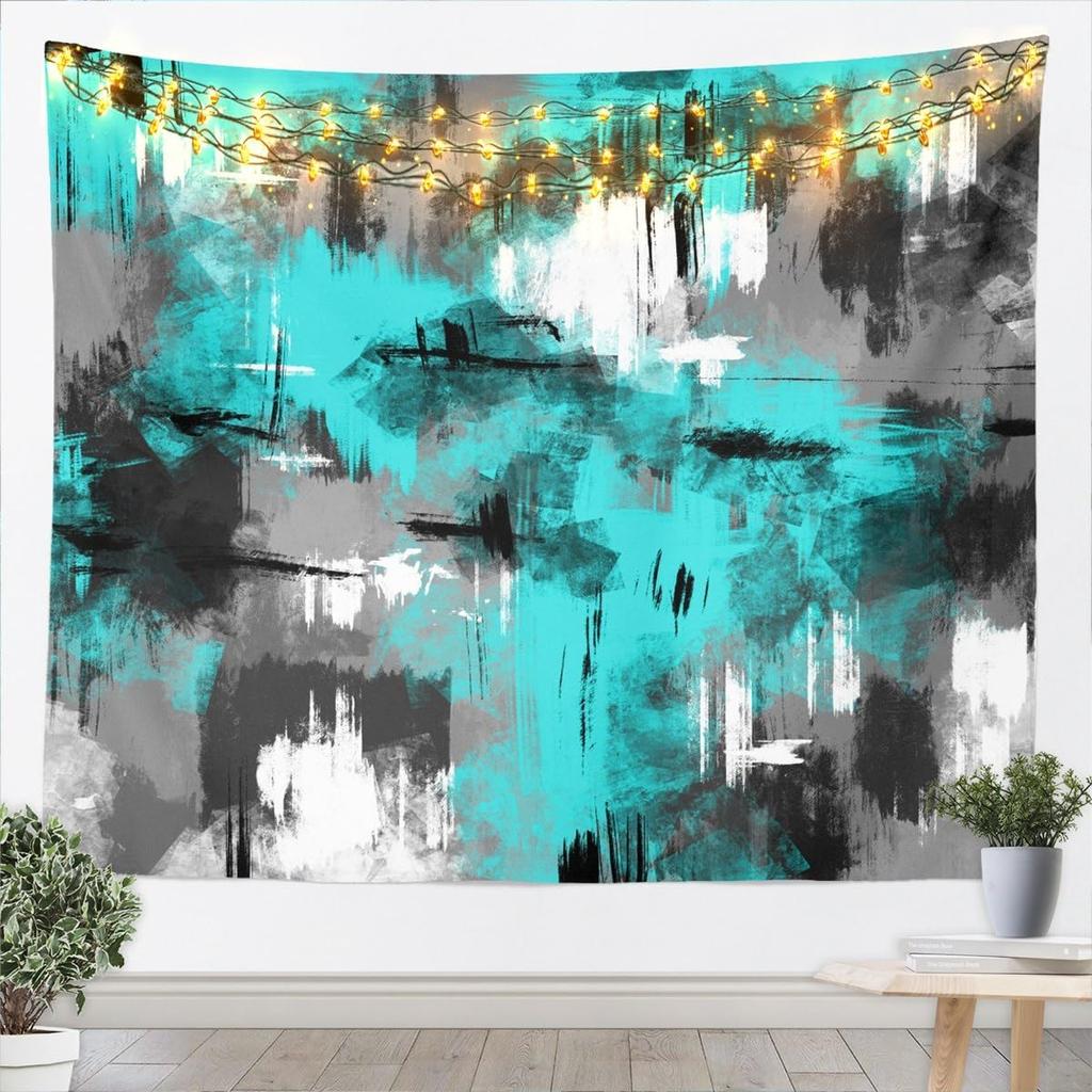 Black Black White Tapestry Kids Abstract Art Design Wall Art for womem Modern Geometric Wall Hanging Blanket Breathable Soft