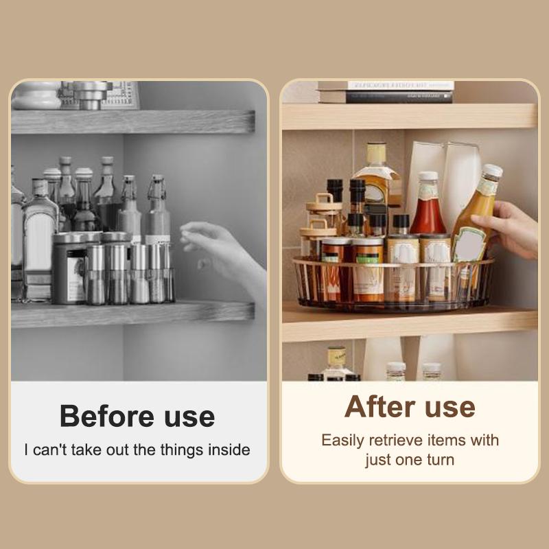 1Pc 360° Rotating Desktop Storage Spice Rack Large Capacity Condiments Organizer for Kitchen Bathroom Cosmetic Perfume Box