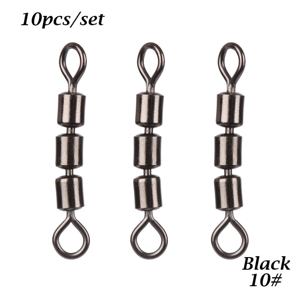 10pcs Safe Fishing Swivels Bearing Rolling Triple Quick Connect Fishing Swivels Lightweight Corrosion Resistant Durable Portable