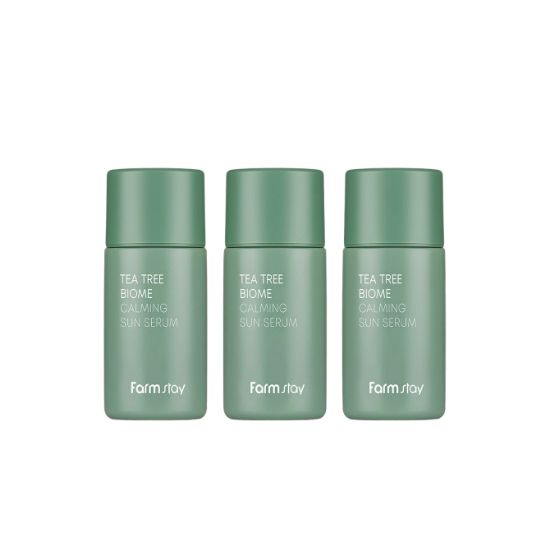 Farmstay Tea Tree Biome Calming Sun Serum SPF50+ PA++++ Soothing UV Protection 50ml × 3pcs Set
