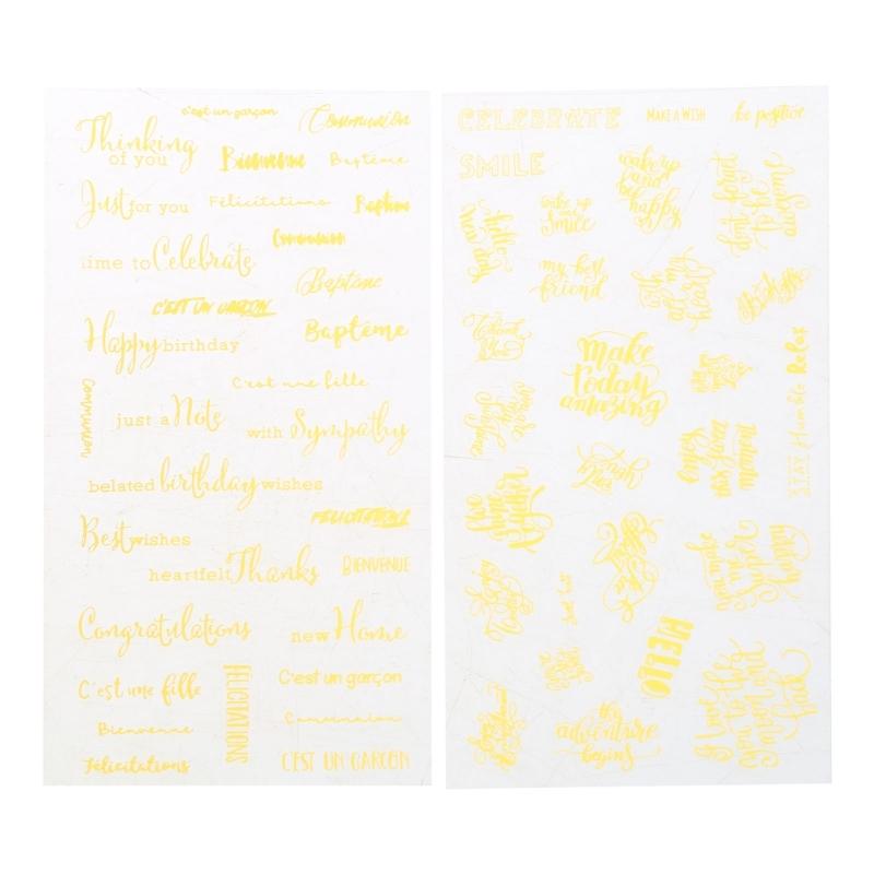 2PCS Colorful PET Hot Stamping Series Stickers Retro Postmark English Blessing Phrases Hand Account Decoration Stickers 1