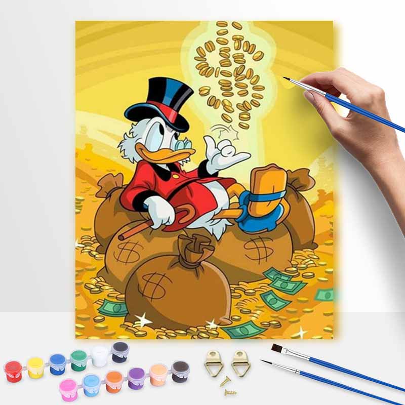 Disney Oil Painting Kit Scrooge McDuck Home Bedroom Wall Decor Handmade Gift 20x30cm