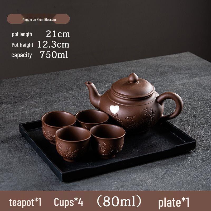 Large Capacity Handmade Yixing Zisha Teapot with Ceramic Teacup Set