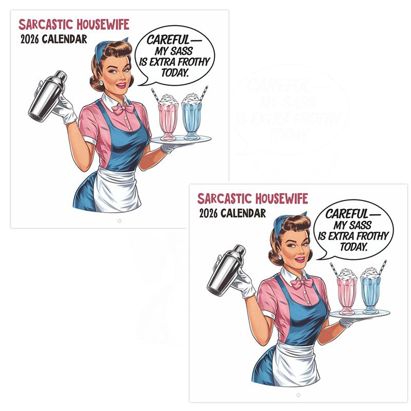 2026 Funny Sarcastic Housewives Wall Calendar With Daily Humorous Quotes In English January-December Work-From-Home Calendar