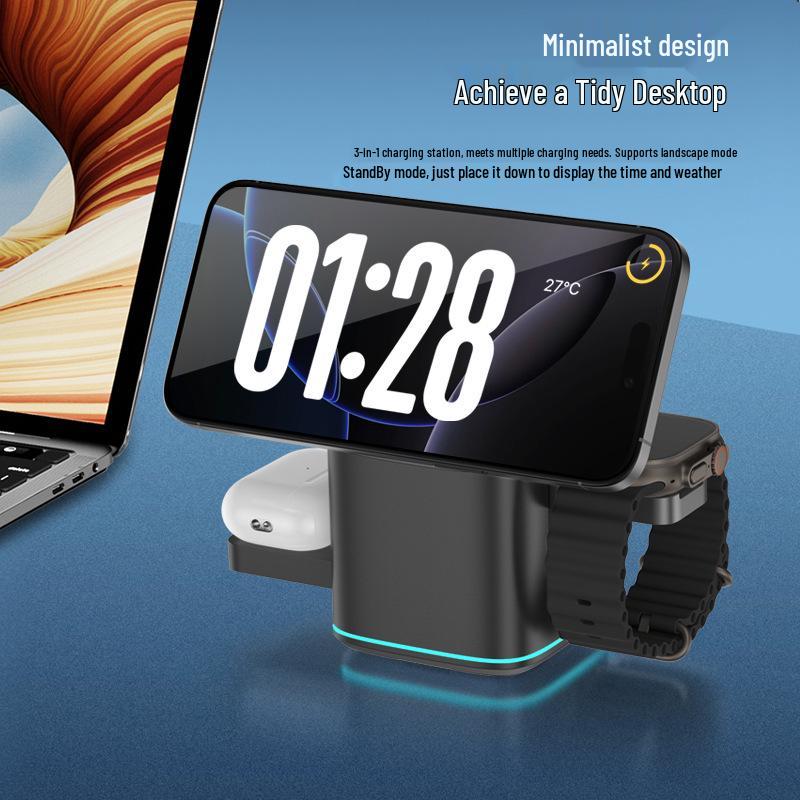 Qi2 Certified 3-in-1 MagSafe Wireless Charger for Apple & Samsung Phones & Watches