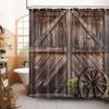 Rustic Barn Door Shower Curtains, Western Vintage Farmhouse Wood Board Retro Decor Curtain Sets for Bathroom Decor, Brown Wooden