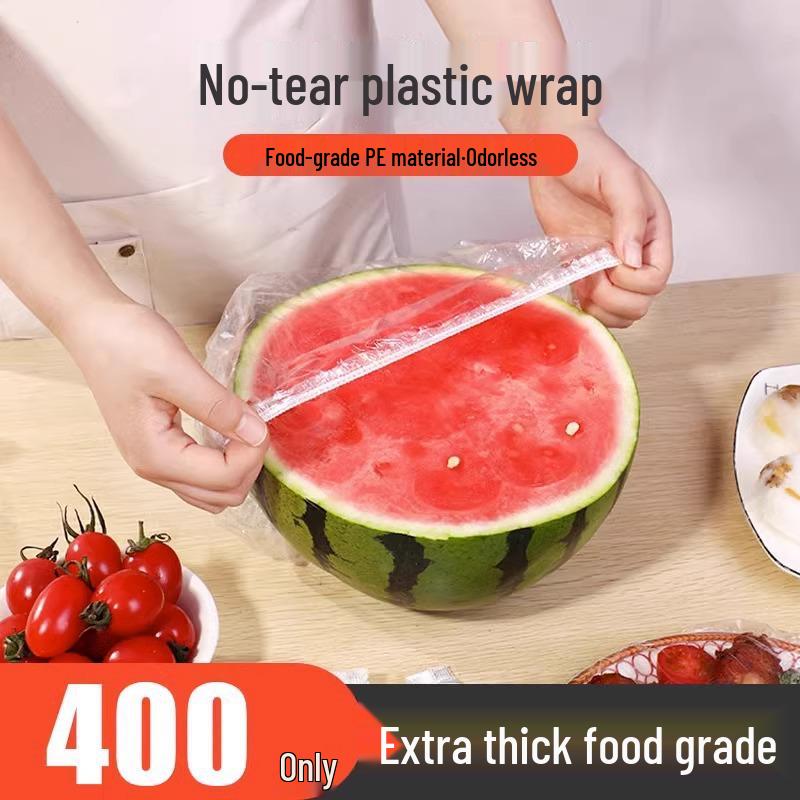 

Одноразовые пищевые пленки для свежести мисок и тарелок в кухонном холодильнике. 400 pcs Upgraded Thickened прозрачный