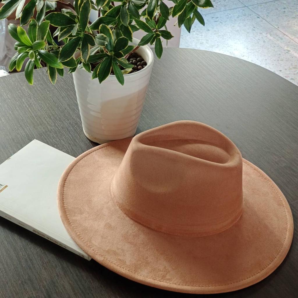 LIDHAY Western Style Suede Hat, Unisex Wide Brim Fedora Hat, Felt Panama Hat, Rancher Hat LIDHAY Western Style Suede Hat, Unisex