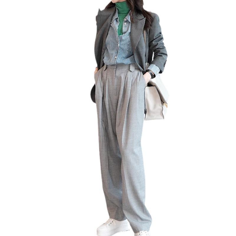 2025 Women's Casual Wool Double Pocket Silhouette Suit Jacket for Spring and Autumn