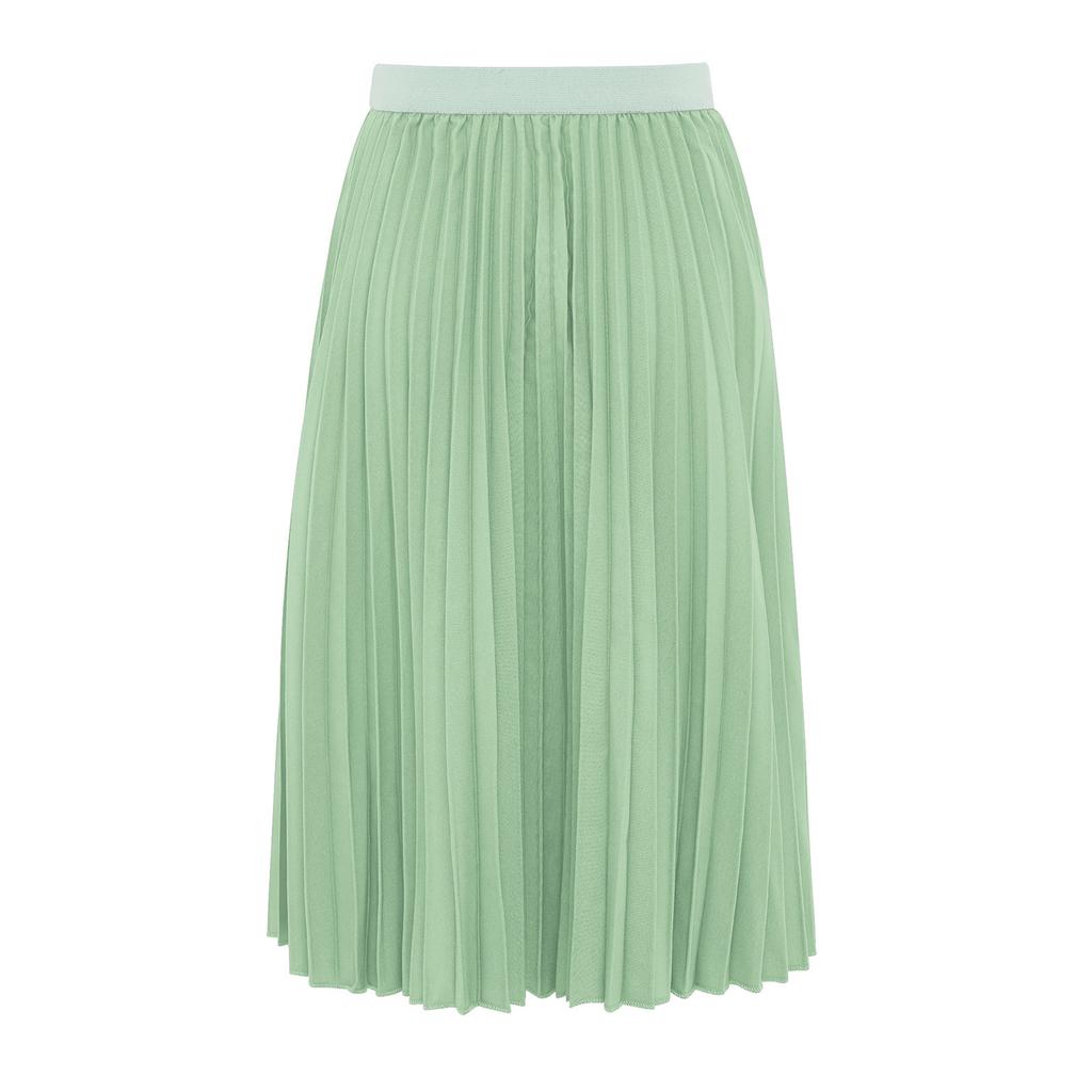Girls High Waist Elastic Waistband Solid Color Pleated Skirt with Lining Flowy Holiday Birthday Skirt