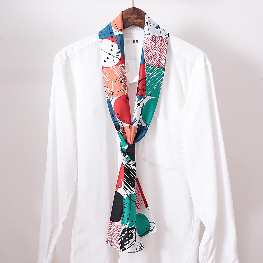 New Silk Scarf Women's Small Long Narrow Silk Scarf Spring and Autumn Scarf Professional Temperament Scarf Shirt Accessories Tied Bag Headband