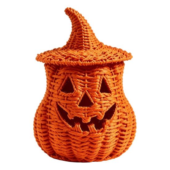 Pompoenvorm Decoratie Halloween Spookachtige Opbergdoos, Hars Jack-O-Lantern Theelicht Sculptuur Houder, Hol Tafelblad voor Feest