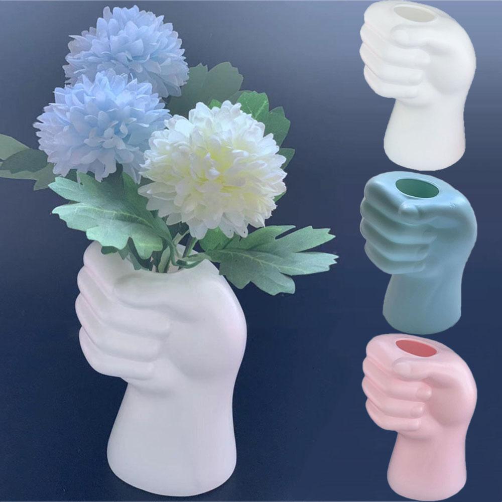 Creative Modern Simple Hand Shape Flower Vase Decoration Home Plastic Vase White Imitation Ceramic Flower Pot Flower Arrangement