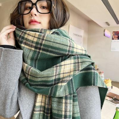 Plaid Scarf Korean Christmas Sweet Winter Imitation Cashmere Scarf Warm Double-sided Printed Shawl Scarf