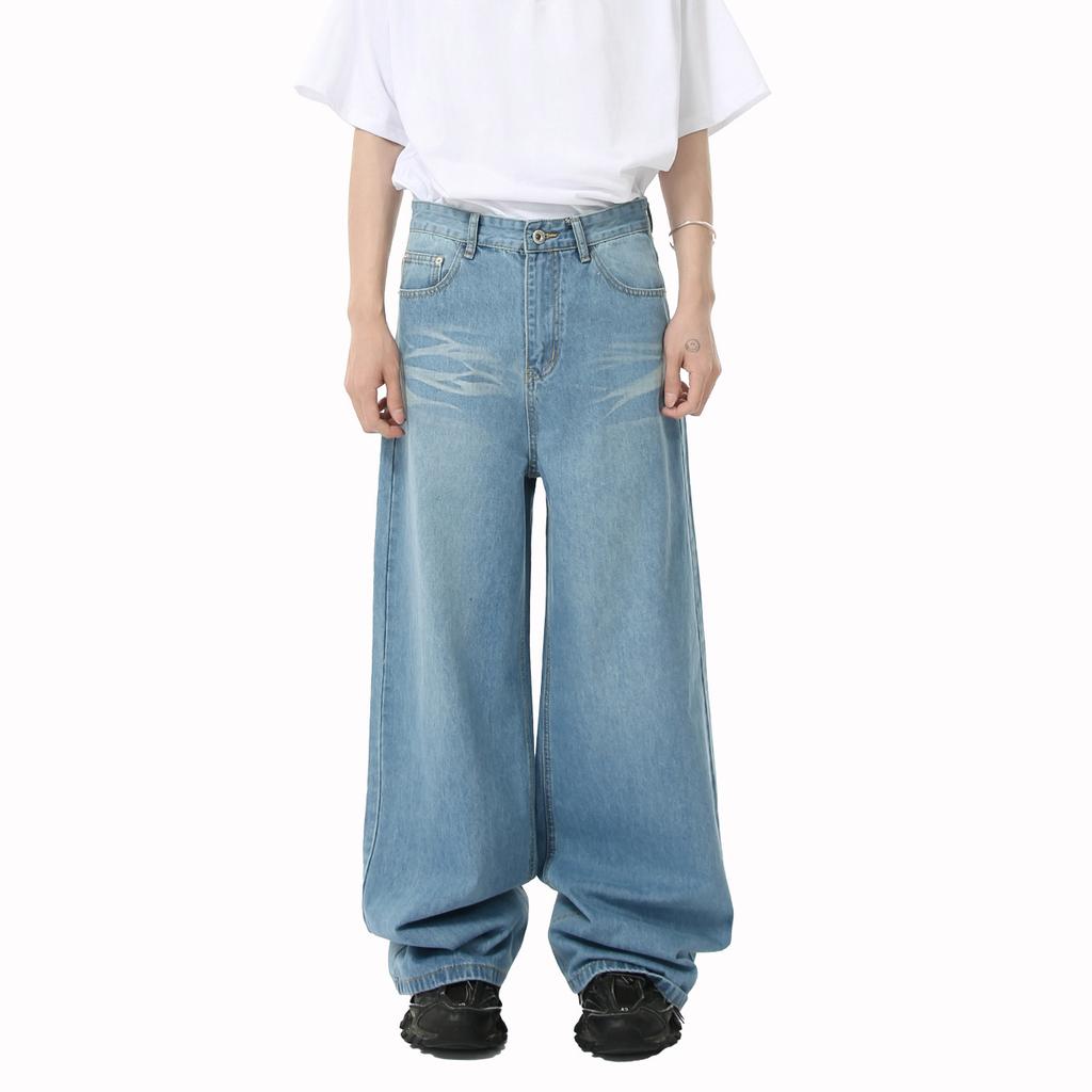 Men's Clothing | Washed Wide Leg Drape Cleanfit Straight Floor Mopping Jeans Versatile