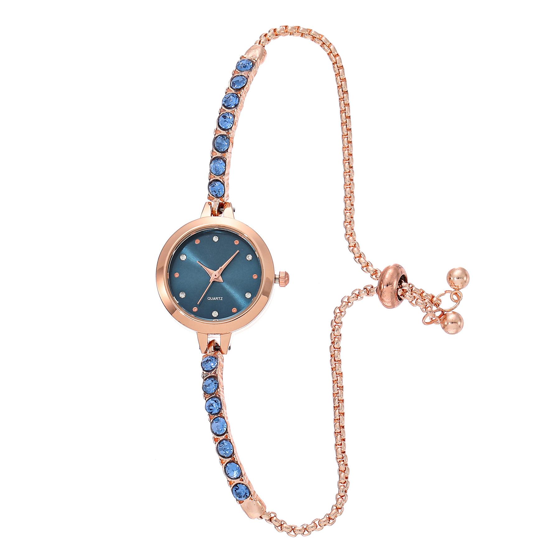 

Женские наручные часы со стразами, круглый циферблат, браслет-цепочка