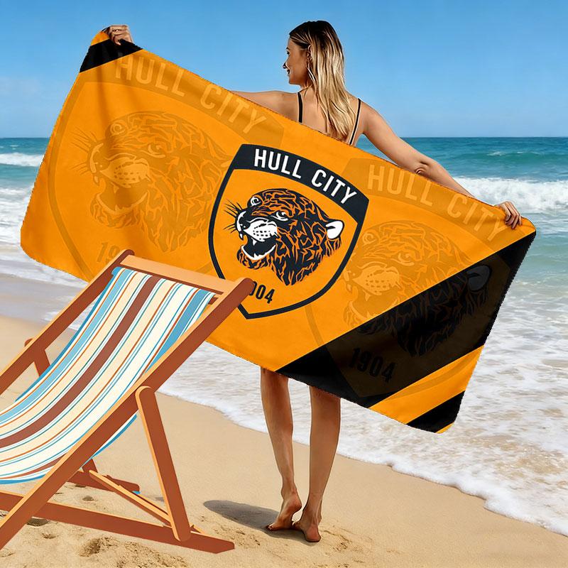 Hull City AFC Print Beach Towel, Large Soft Quick Dry Towel for Beach Camping Swimming