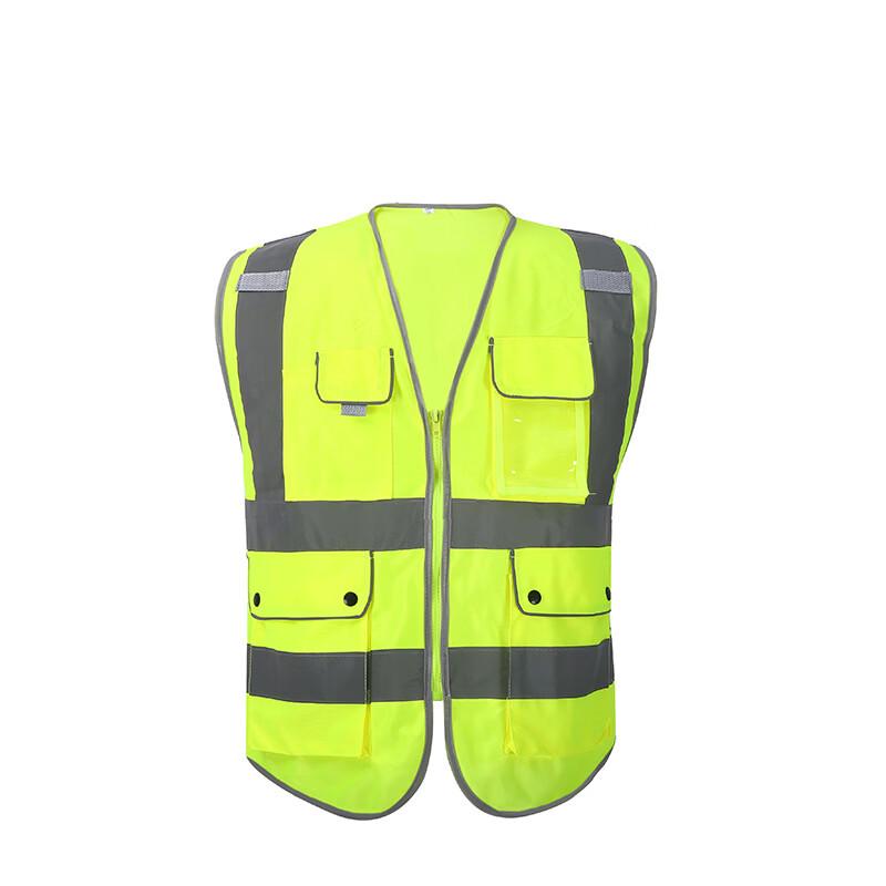 Fluorescent Green Reflective Safety Vest with Pockets