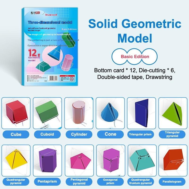 For Teach Volume Surfaces Area Drafting Kids Ages 5-12 Families Geometry Book Pull String 3D Geometry Learning Book Toy