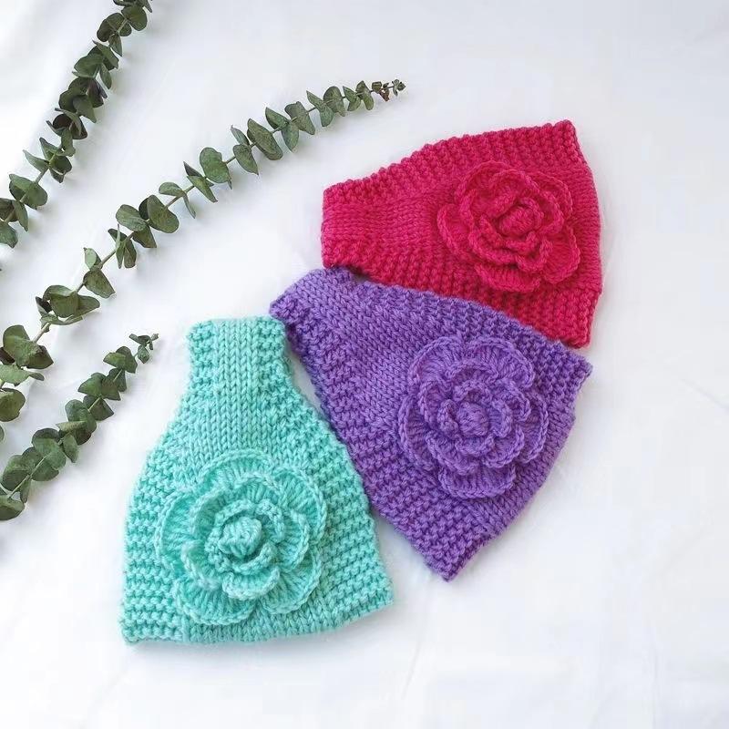 Hair band Women's trendy versatile wide hair band hat Autumn and winter handmade knitted wool Ear protection Warm wide edge hair accessories Head wear