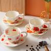 Exquisite Hand-painted Flower Ceramic Cup and Plate Set, Cute Coffee Mug, Office Breakfast Oat Milk Cups, Couple Christmas Gift