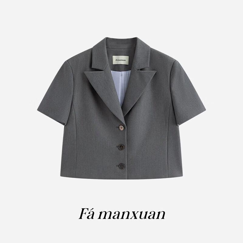 Famanxuan Women's Short Sleeve Blazer Top
