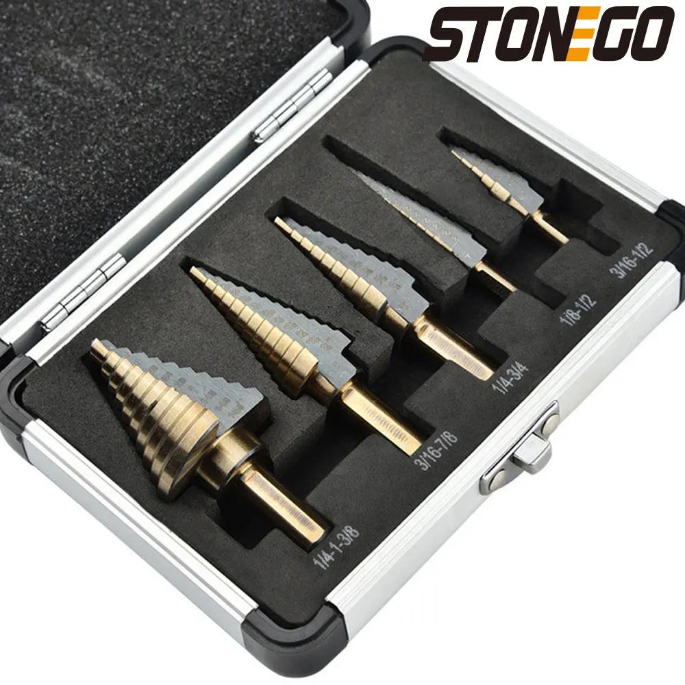 5pcs Step Drill Bit Set HSS Cobalt Metal Hole Cutter Titanium Conical Carbide Punch Tool 50 Size Perforated Drill Bits
