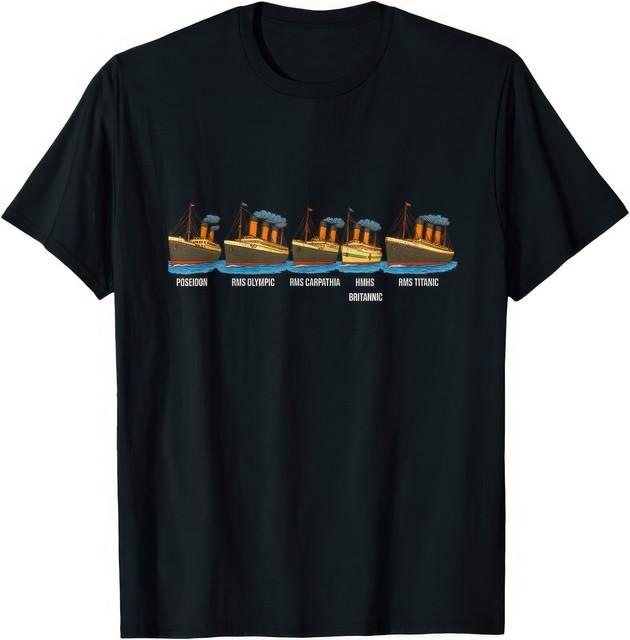 RMS Titanic Britannic Poseidon Carpathia Ship Lovers Maritime T Shirt XXXL