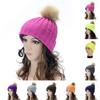 Women Winter Warm Knitted  Cute  F-ur Ball Yarn Hat