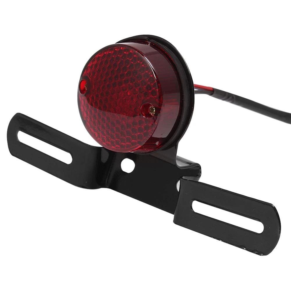 Motorcycle Retro Red Rear Tail Brake Stop Light Lamp W/ License Plate Mount for Harley Honda Suzuki Chopper Bobber2028