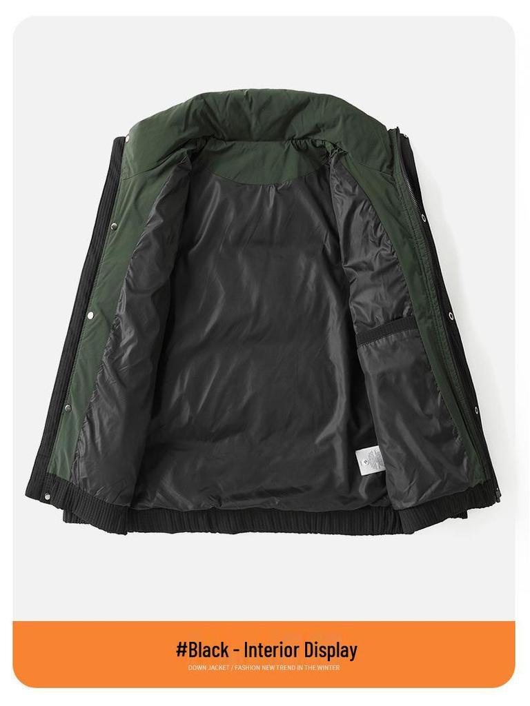 Men's Trendy Winter Down Jacket, Dual Opening, Thickened for Warmth, High-Quality Lapel Outerwear, National Standard Live Stream Best Seller.