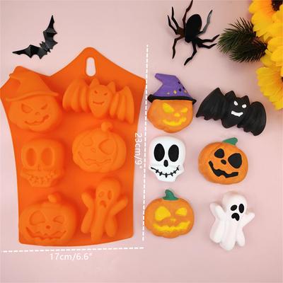 Halloween-Formen, antihaftbeschichtete Silikon-Kürbisform, Totenkopf, Fledermaus, Geisterform, Schokoladen-Süßigkeitenform, Backen, Kuchen, Pudding, Kekse, Cupcakes