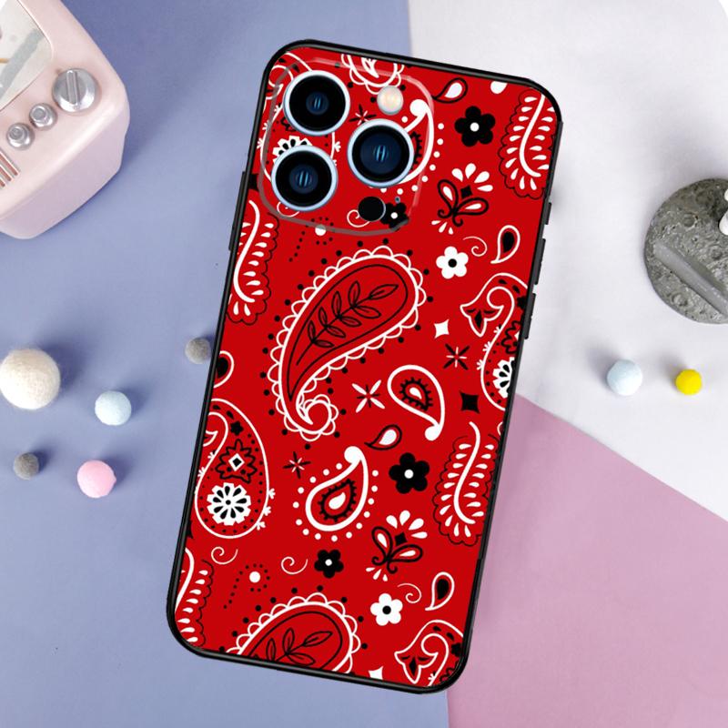 Red Bandana Paisley Phone Case For iPhone 17 Pro Max 16 15 13 12 11 14 Pro Max Plus Mini 16e 17 Air Back Cover
