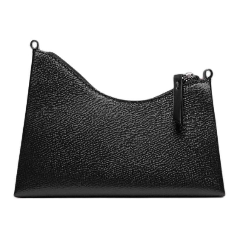Maison Margiela Snatched Classic Minimalist Zipper Closure Grain Calfskin Crossbody Shoulder Bag Super Mini Women bags Black SB1WG0055P4745T8013