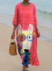 European and American New Large-size Dress Women's Clothing Seaside Vacation Printed Loose Long Dress