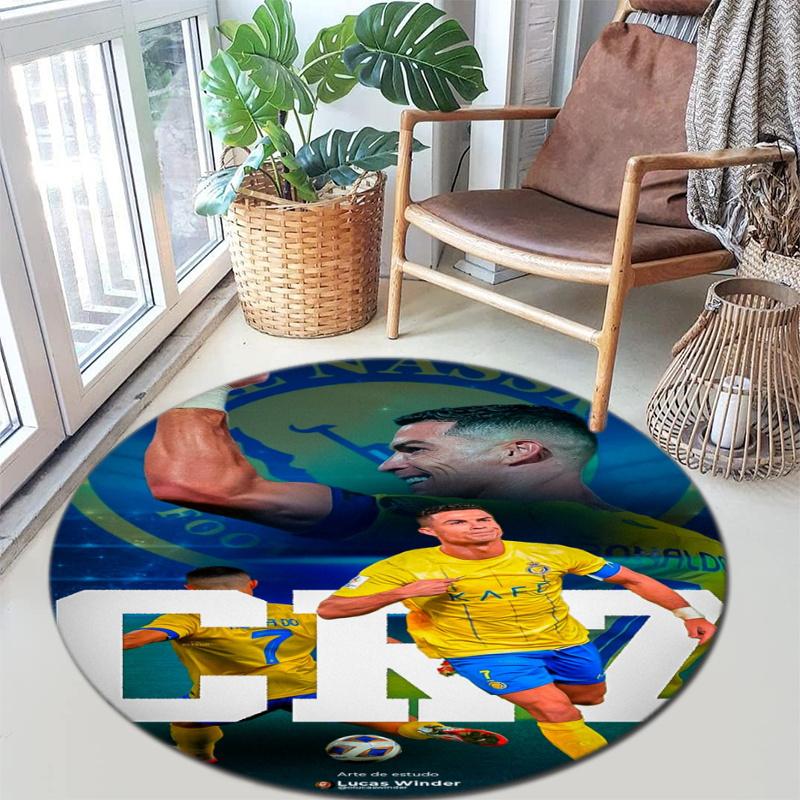 Former FC Barcelona player Cristiano Ronaldo plays for Al-Nassr FC round rug Home Soft Decorative Anti slip Table and Chair Carpet H18