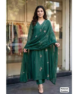 Women Ready To Wear Anarkali Ethnic Wear Kurta Pant Dupatta Set Indian Bollywood Top Tunic Kurti