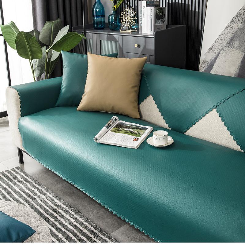Autumn and Winter PU Leather Sofa Cushion Four Seasons Waterproof Non-Slip Pet Urine-Proof Non-Stick Wool Nordic Modern Cover Towel Disposable