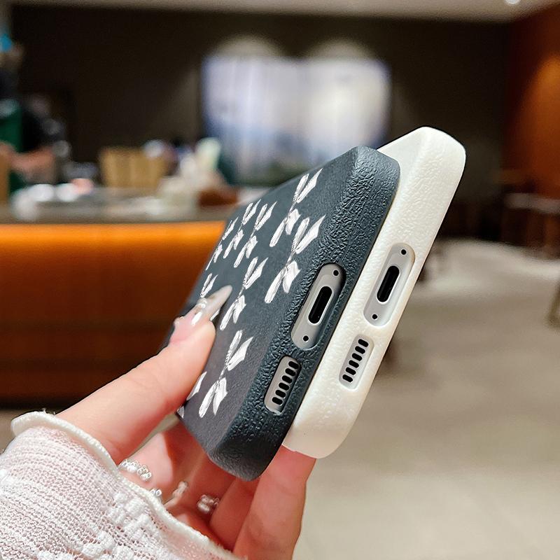 Nárazuvzdorný měkký kryt na telefon s potiskem mašličky pro Samsung S25 S24 FE S23 Ultra S22 A36 A56 A55 A16 A26 A35 Textura kůže TPU Tenký matný nárazník