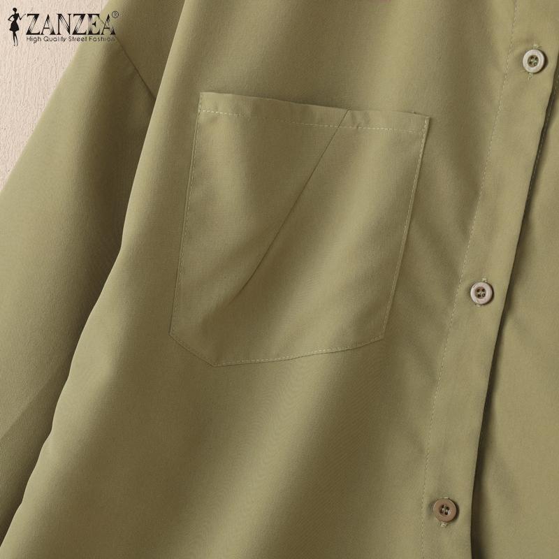 ZANZEA Women Turn Down Collar Loose Long Sleeve Clasic Blouse