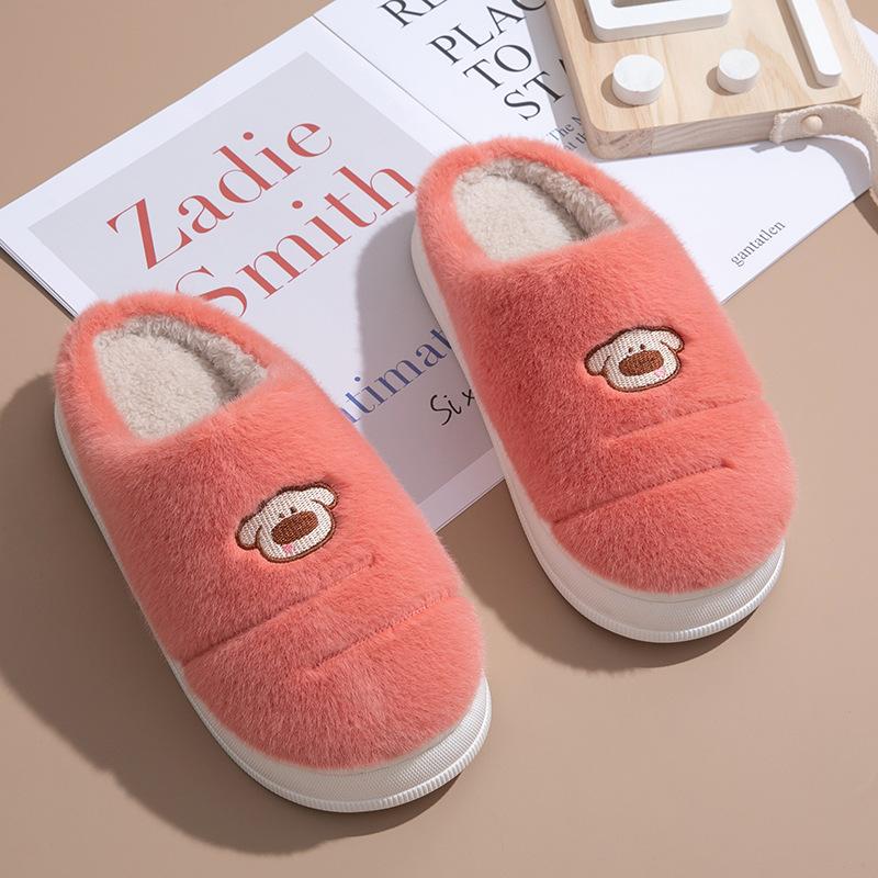 Women's cotton slippers, warm in autumn and winter, home use, couple thick bottom non-slip, men's comfortable foot warm fluffy slippers