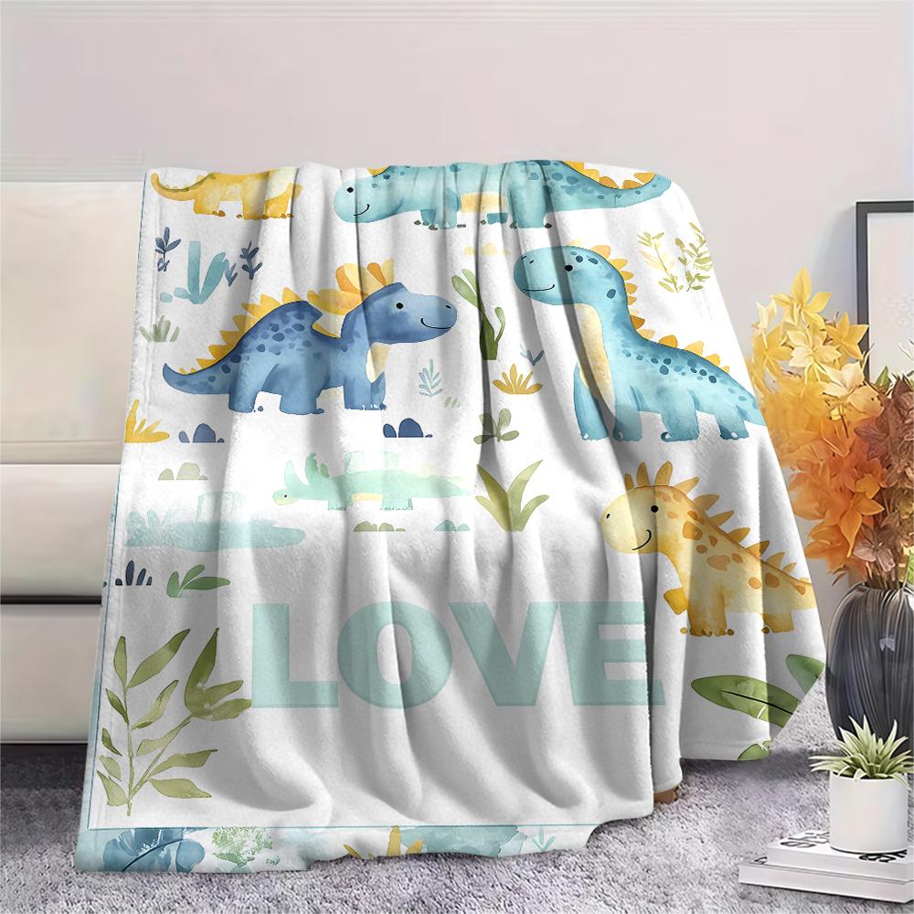 Dinosaur Dog Black Cat Print Flannel Blanket,High quality Comfortable for All Seasons,Home Decor,Warmth and Comfort,Perfect for Christmas Gifts