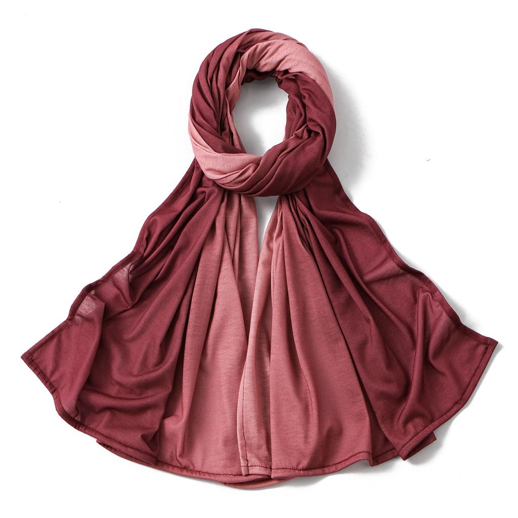 Women Gradient Cotton Jersey Hijab Scarf Lady High Quality Head Wraps Shawl Muslim Headscarf Islamic Turban Bandana Eid180*70Cm