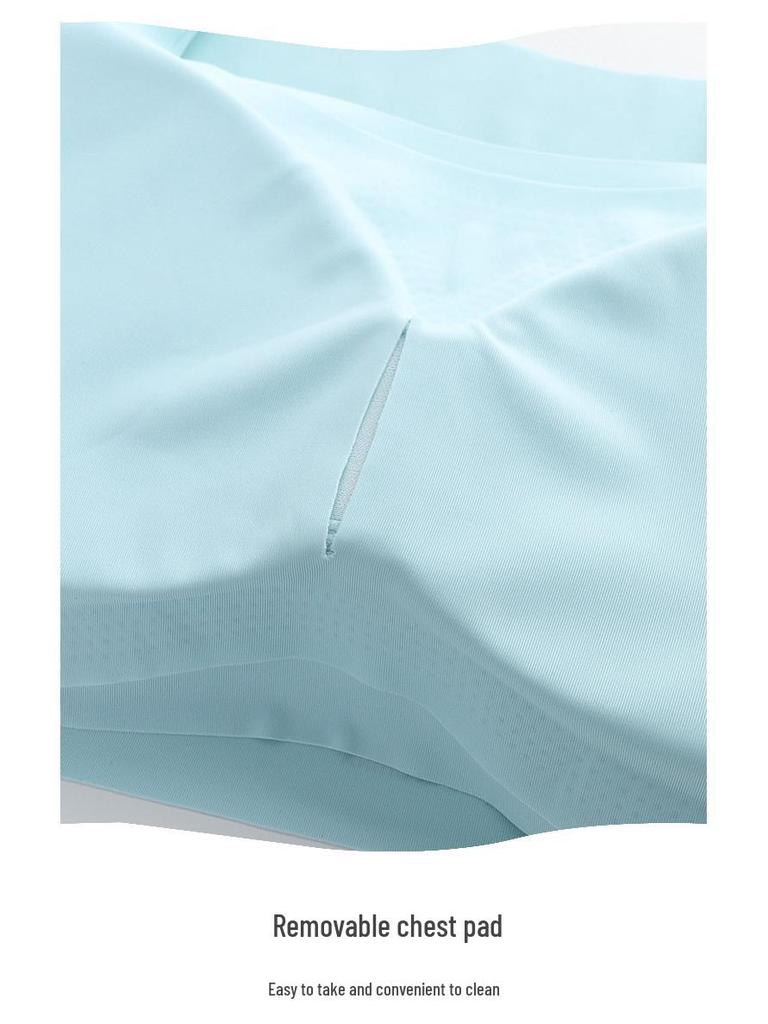 Comfortable Plus Size Wireless Seamless Ice Silk Sports Bra with Beautiful Back Design