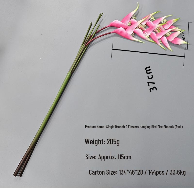 Phoenix Bird of Paradise 5-Head Green Plant Simulation - Large Decorative Branch for Home