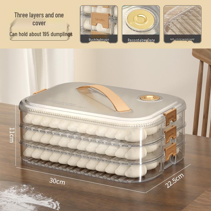 Multi-layer Transparent Dumpling Storage Box with Timer - Kitchen Food Grade Plastic