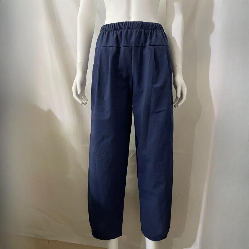 GMXIA Modne damskie spodnie i spodnie capri z wysokim stanem, na co dzień w jednolitym kolorze